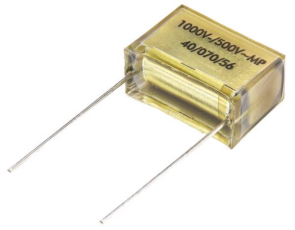 KEMET PME261 X2 Metallpapierkondensator 100nF ±10% / 500 V ac, 1000V dc, THT Raster 20.3mm