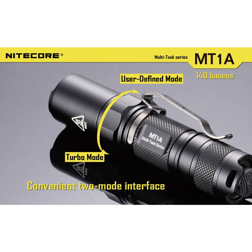 NiteCore Multi Task MT1A LED Mini zaklamp Werkt op batterijen 140 lm 55 g Zwart