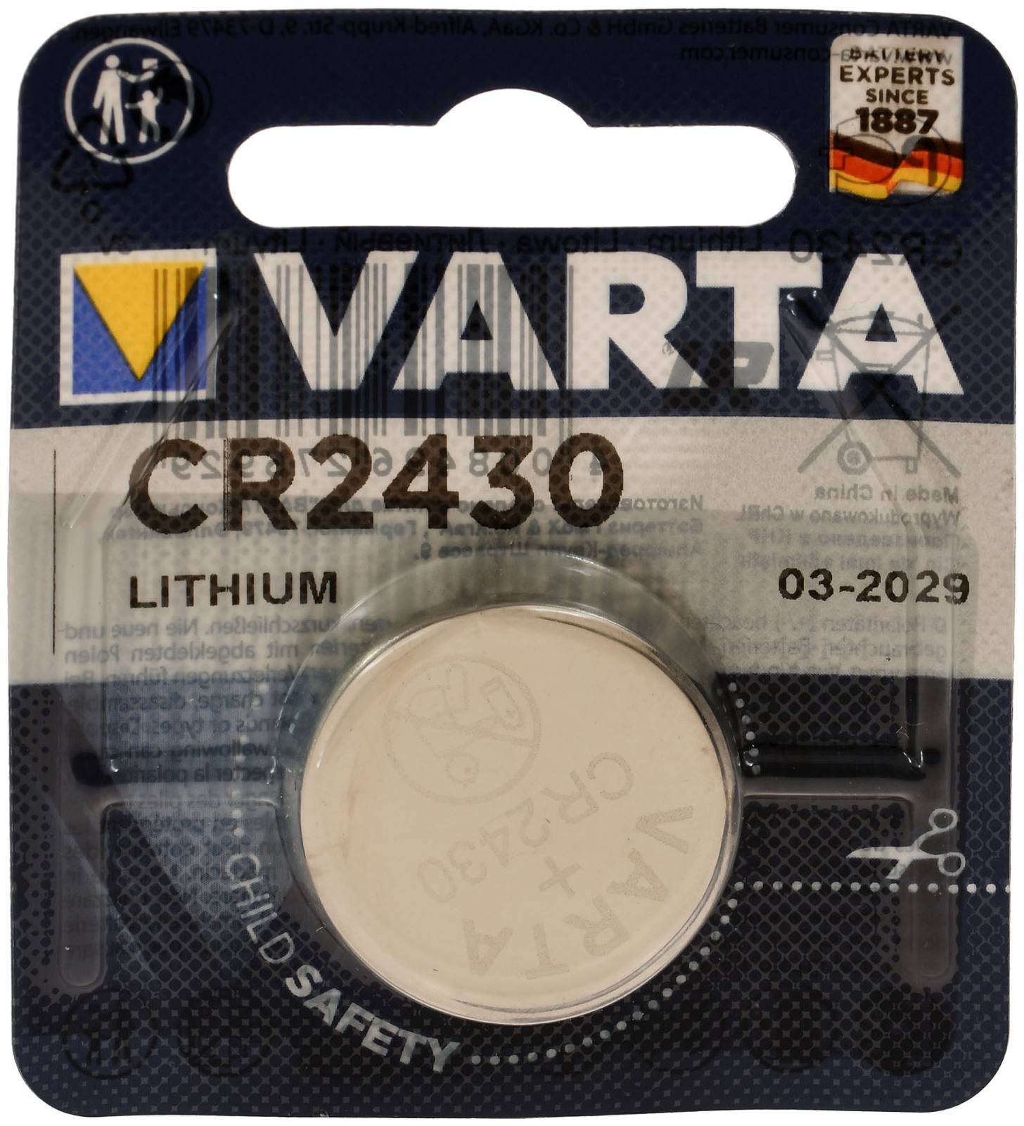 Lithium Knopfzelle Batterie Varta Electronic CR2430 3V 1er Blister, 3V, Lithium-0