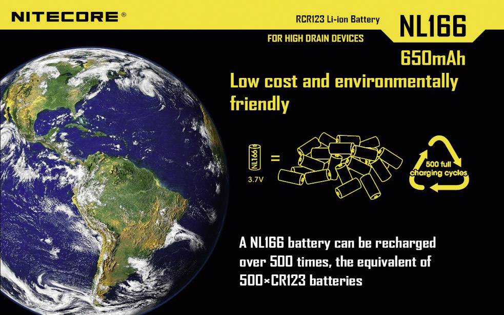 NiteCore NL166 Spezial-Akku 16340 Li-Ion 3.7 V 650 mAh 1 St.-3