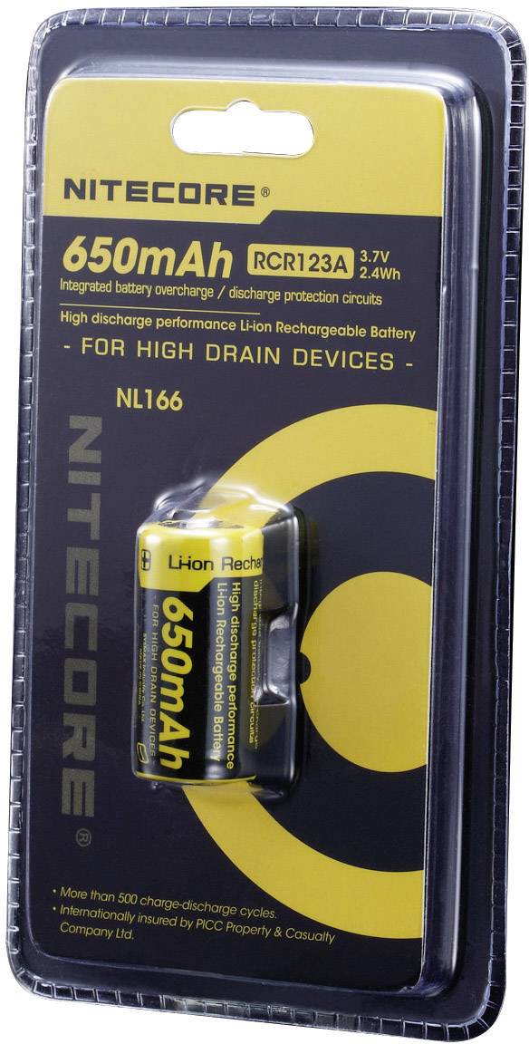 NiteCore NL166 Spezial-Akku 16340 Li-Ion 3.7 V 650 mAh 1 St.-2