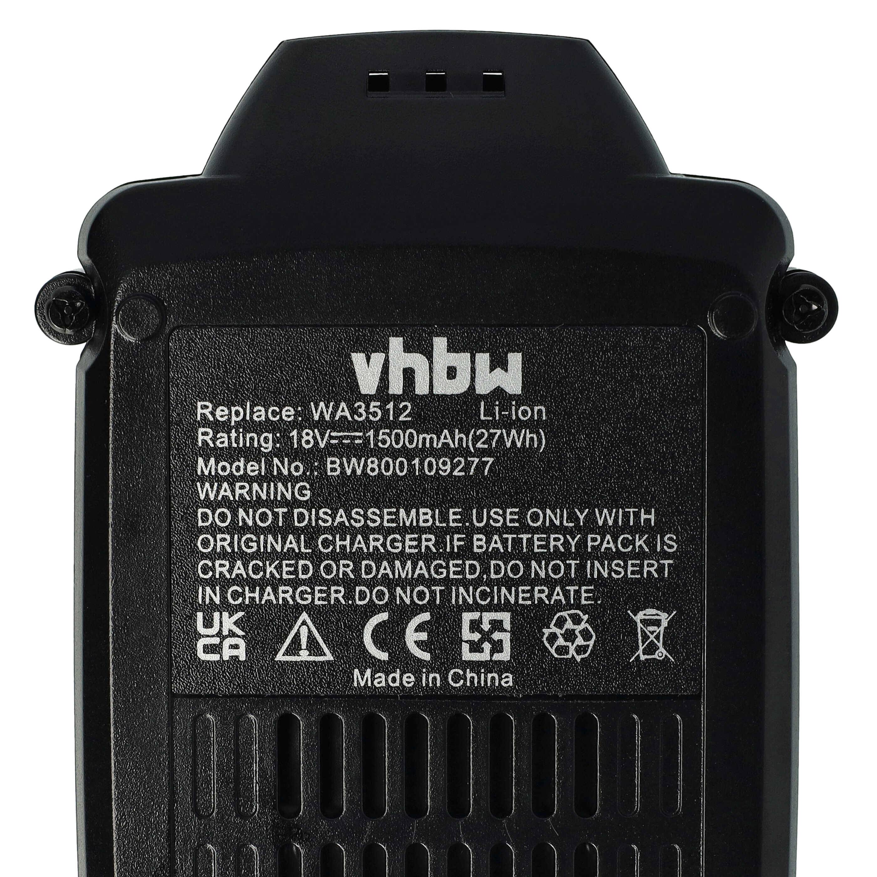 vhbw Akku kompatibel mit Worx WX027 | WG951.2, WU287, WG951, WG951.4, WU381, WX026, WX026.9, WU289 Werkzeug (1500 mAh-4
