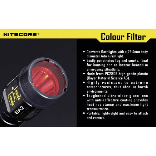 NiteCore NITNFB25 Farbfilter EC1, EC2, EA1, EA2, MT2C, P12, SRT3, SRT5 und Taschenlampen mit einen Ø 25 mm Blau