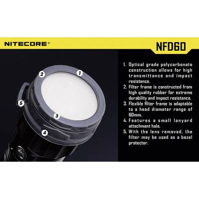 NiteCore NITNFD60 Diffusor  MH40, TM11, TM15, EA8 und Taschenlampen mit einen Ø 59 - 62 mm 
