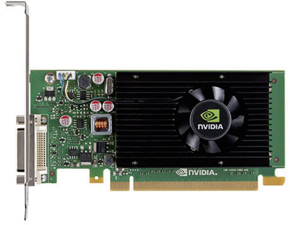 Eine NVIDIA-Grafikkarte mit einem Lüfter auf der rechten Seite und Ausgangsanschlüssen auf der linken Seite, auf einer grünen Platine montiert.