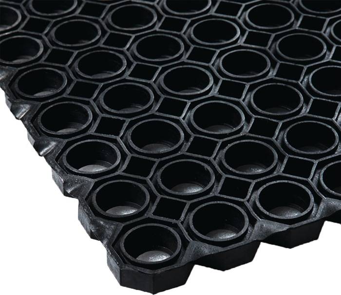 Gum.Wabenmatte B.1m L.1,5m D.22mm schwarz NR/SBR o.Gewebeeinlage-0