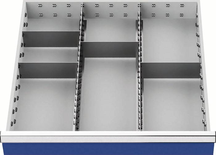 Bedrunka & Hirth Gerätebau GmbH Schubladenunterteilungsmaterial Front-H.100-125mm 2 Längs-/4 Querteiler 146BLH100A