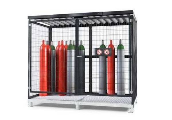 Gasflaschenlager GSN 2.28, grau, mit Bodengruppe