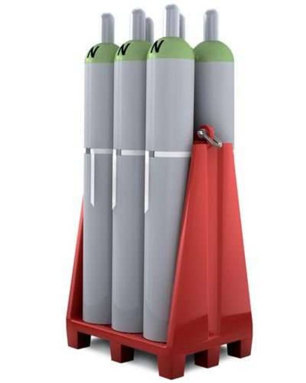 Denios Gasflaschenpalette aus PE, für bis zu 6 Gasflaschen à max. Ø 23