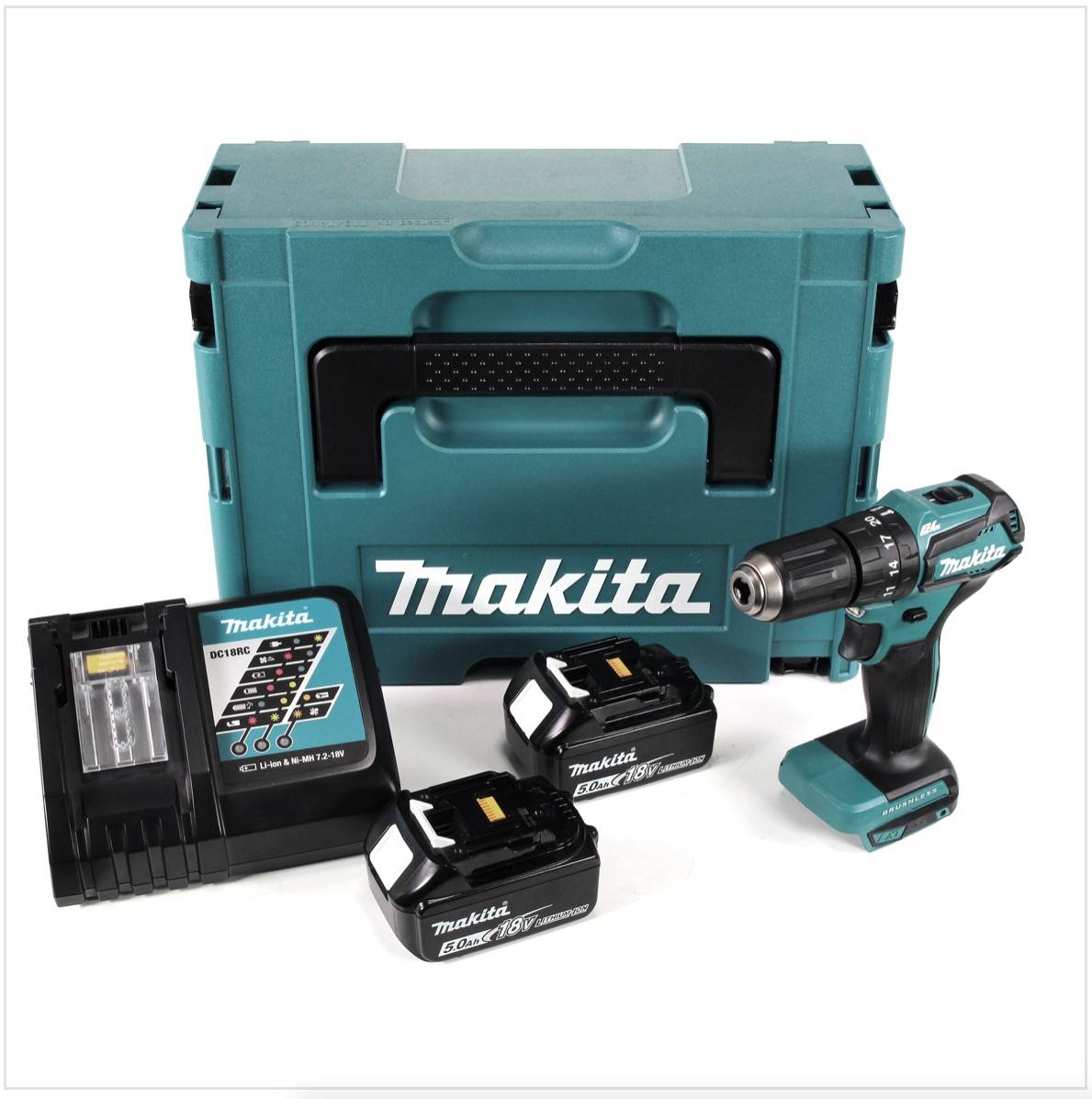 Makita DHP 483 RTJ Akku Schlagbohrschrauber 18V 40Nm im Makpac