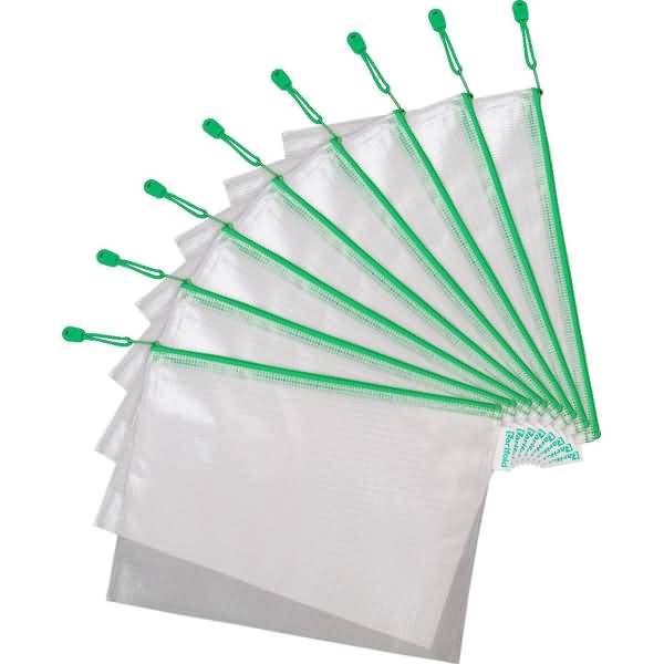 Reißverschlusstasche PVC grün A4 330x240mm VE=8 Stück-1