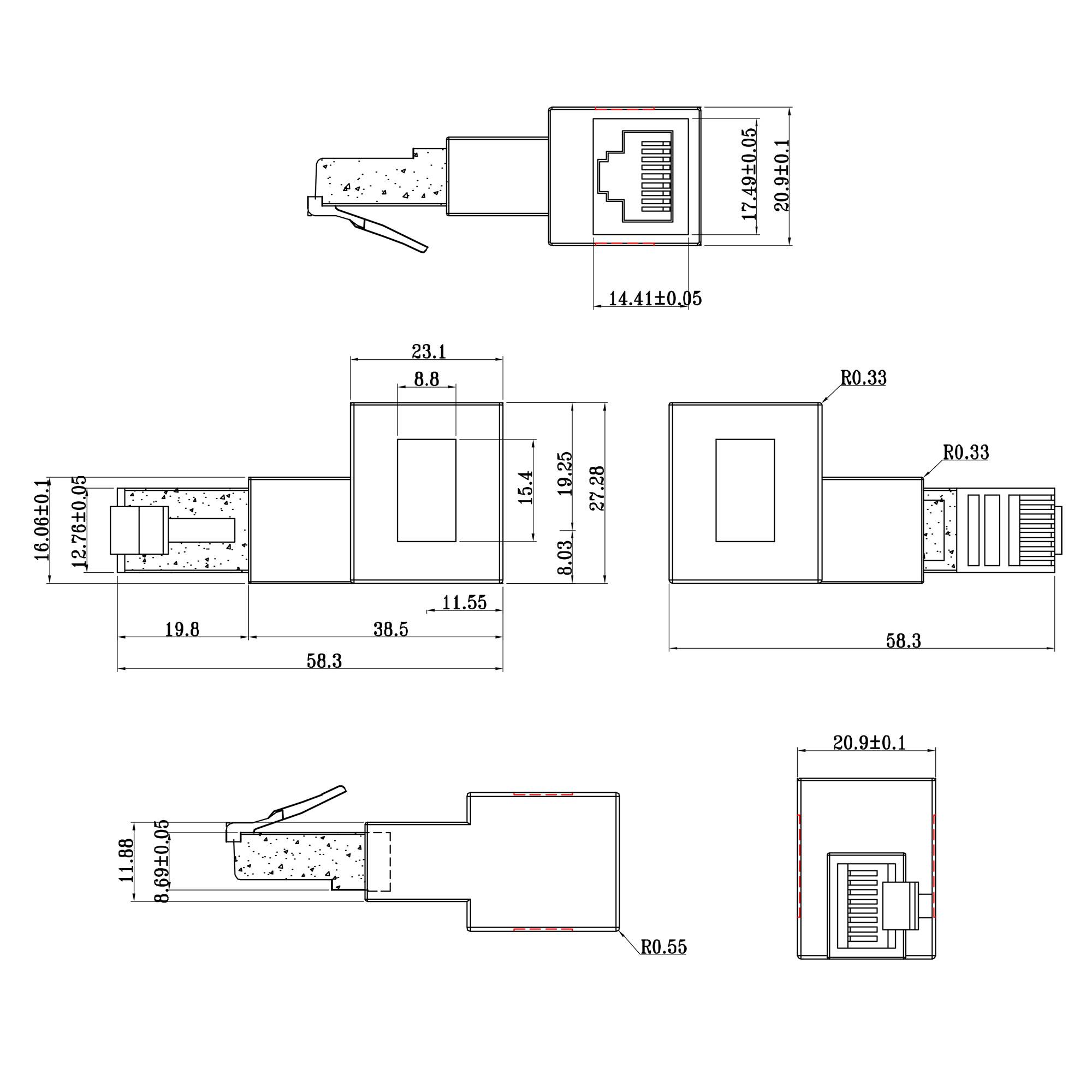 InLine® Patchkabel-Adapter Cat.6A, RJ45 Stecker/Buchse, 90° nach links gewinkelt-2