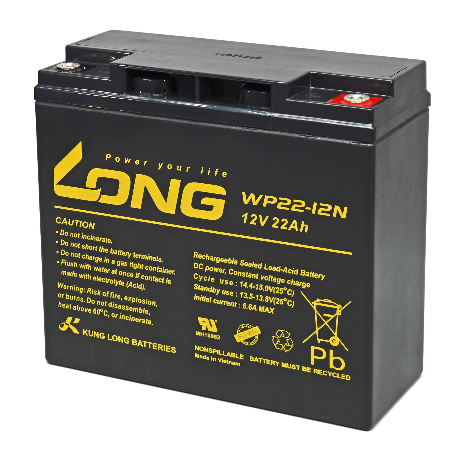 KungLong Ersatzakku für Notstromversorgung (USV) 12V 22Ah zyklenfest, 12V, Lead-Acid-0