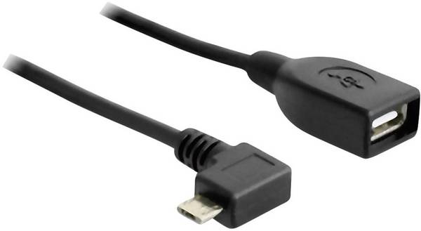 Delock USB-Kabel USB 2.0 USB-Micro-B Stecker, USB-A Buchse 0.50 m Schwarz mit OTG-Funktion 83271