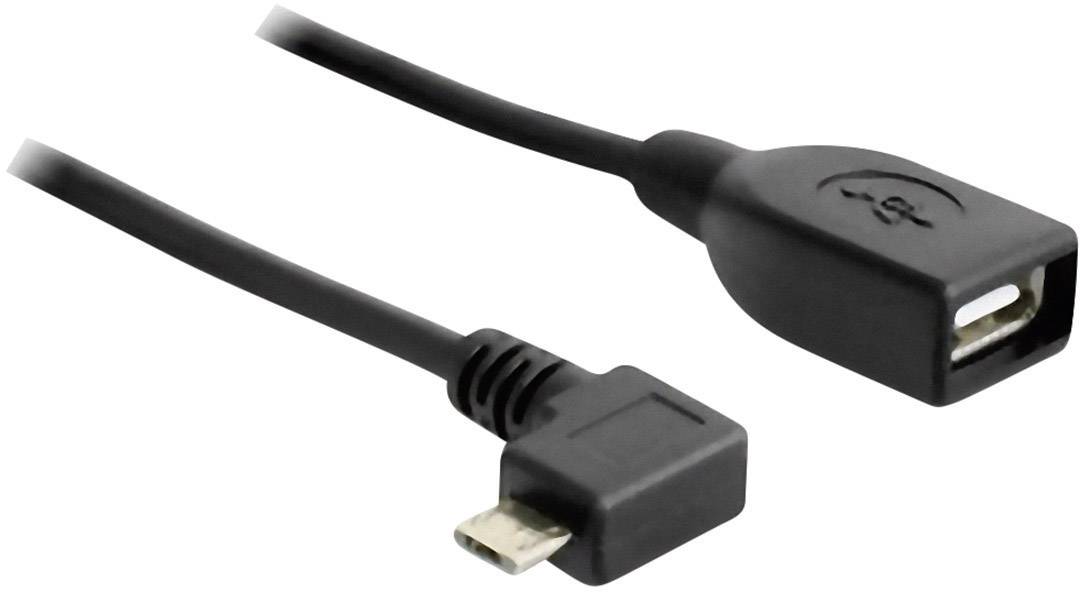 Delock USB-Kabel USB 2.0 USB-Micro-B Stecker, USB-A Buchse 0.50 m Schwarz mit OTG-Funktion 83271-0
