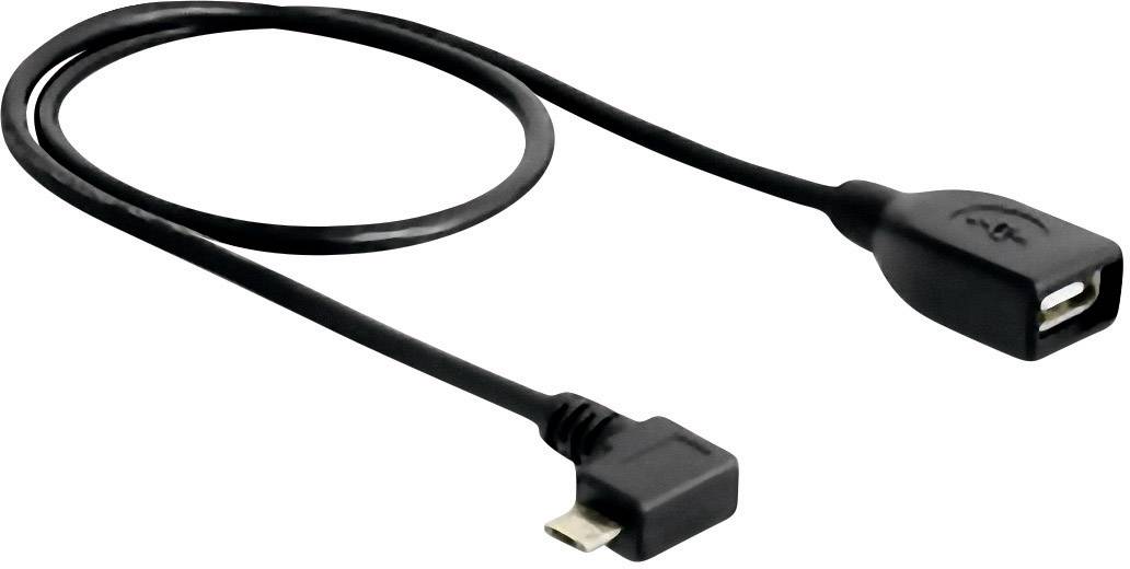 Delock USB-Kabel USB 2.0 USB-Micro-B Stecker, USB-A Buchse 0.50 m Schwarz mit OTG-Funktion 83271-1
