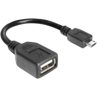 Delock USB-Kabel USB 2.0 USB-Micro-B Stecker, USB-A Buchse 0.15 m Schwarz mit OTG-Funktion 83293