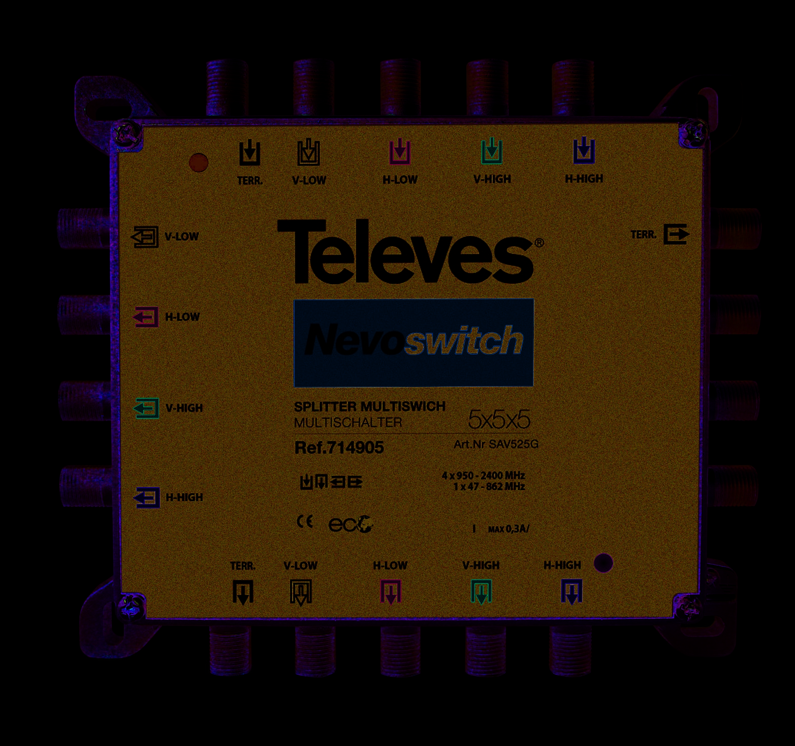 Televes Verteiler 5 x 2f. Guß 4-6dB,5-2400 MHzNEVO SAV525G-0
