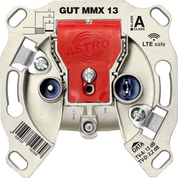 ASTRO Durchgangsdose GUT MMX 13 BK-Modem ca.13dB 5-1218MHz WICLIC Install.Baumaterial Antennen