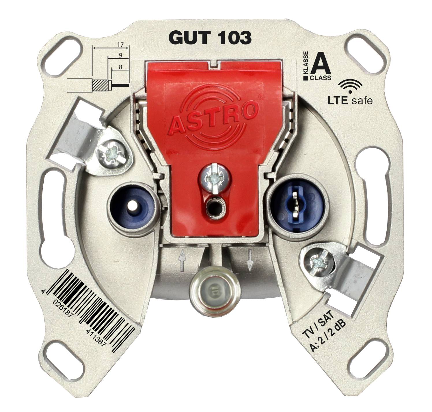 Astro Strobel Antennensteckdose 3-Loch, Einzeldose GUT 103-0