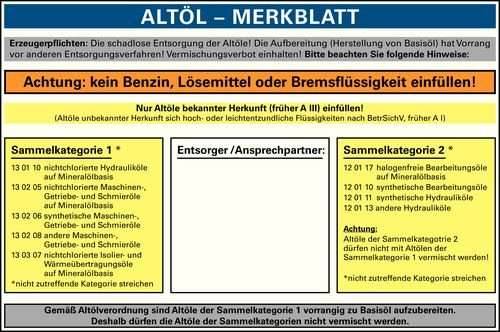 Aufkleber "Nur für Altöl" für Kunststofftank-0