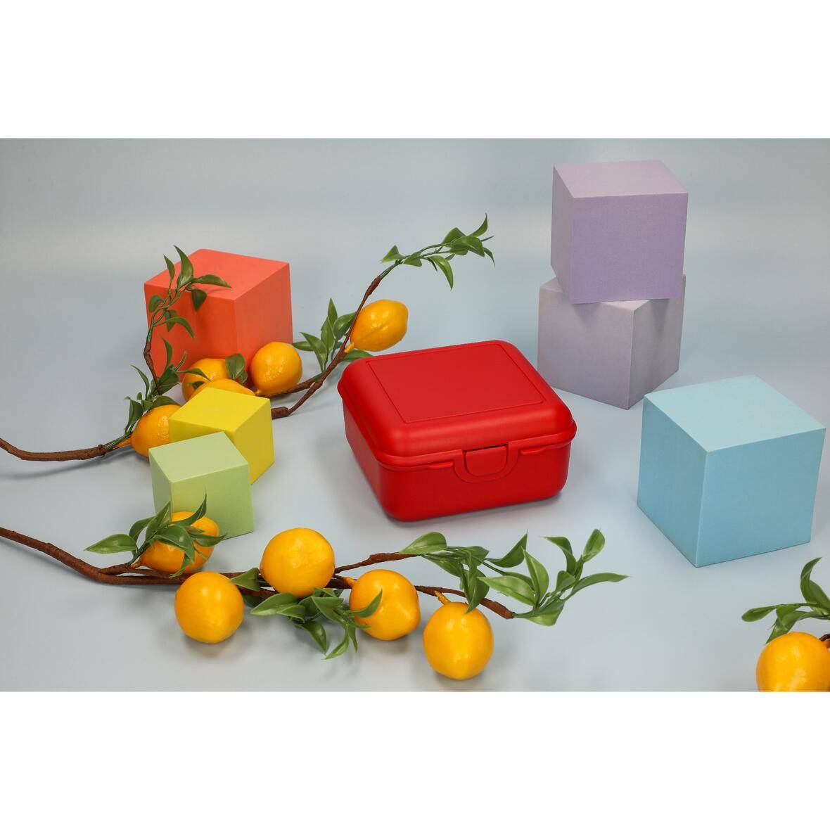 Vorratsdose "Cube" deluxe, mit Trennschale, standard-rot-2