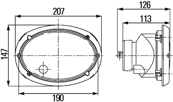 HELLA 1AB 996 157-081 Halogen-Hauptscheinwerfer - Oval 120 - 12V - oval - Referenzzahl: 12.5 - Einba