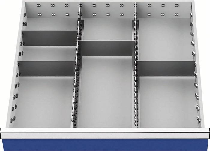 Bedrunka & Hirth Gerätebau GmbH Schubladenunterteilungsmaterial Front-H.200mm 2 Längs-/4 Querteiler 146BLH200A