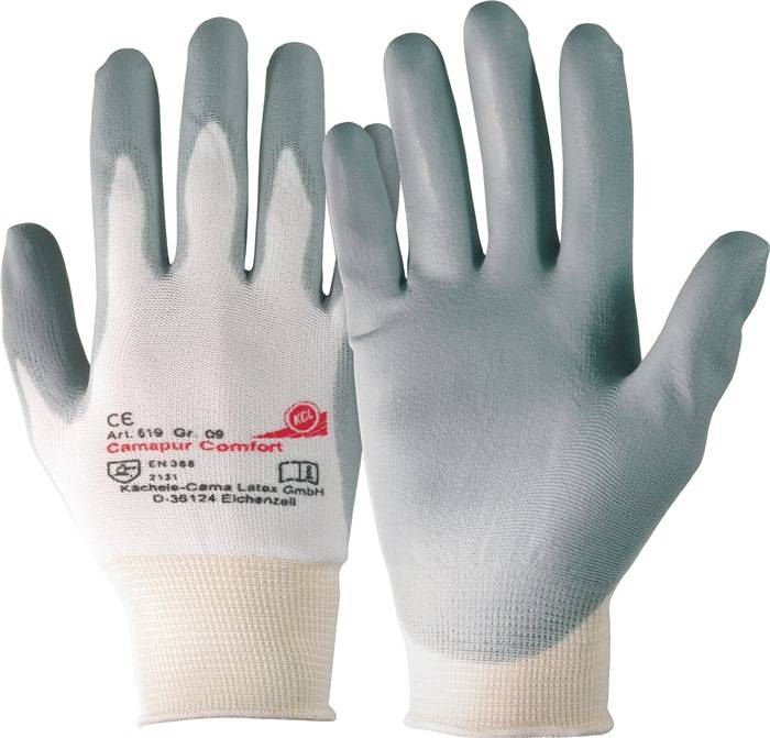 Handschuhe Camapur Comfort 619 Gr.10 weiß/grau Polyamid mitPUR EN 388 Kat.II-0