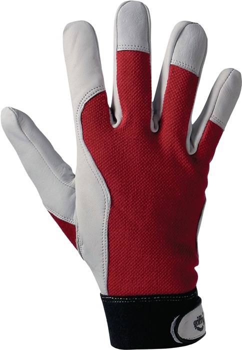Handschuhe Griffy Gr.8 rot/naturfarben Ziegennappaleder/Interlock auf SB-Karte-0