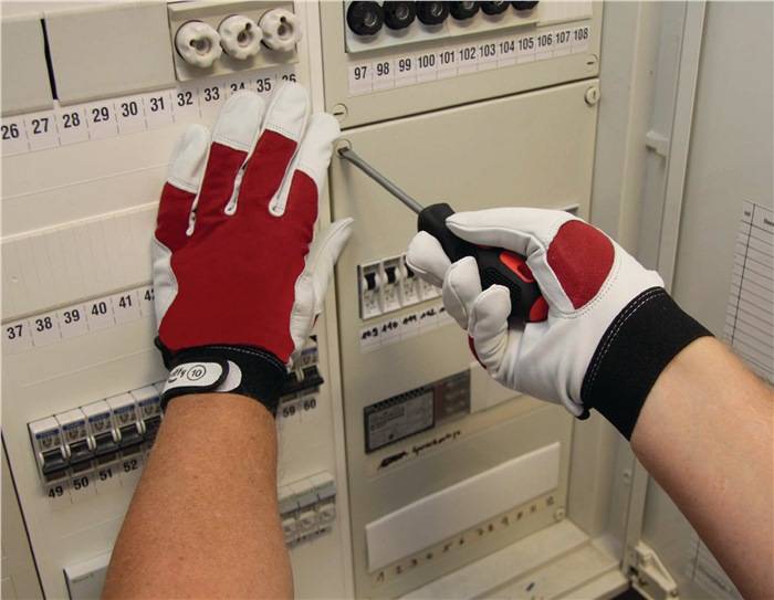 Handschuhe Griffy Gr.10 rot/naturfarben Ziegennappaleder/Interlock auf SB-Karte-3