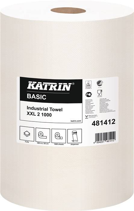 Putzpapier Katrin Basic XXL 2 L360xB380ca.mm naturweiß 2-lagig 2 RL/VE ELOS-0