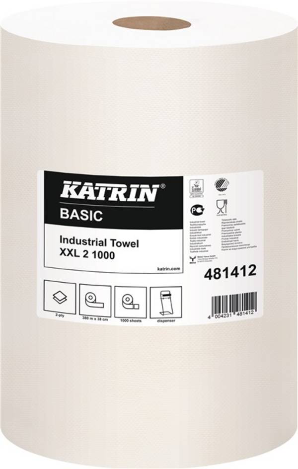 Putzpapier Katrin Basic XXL 2 L360xB380ca.mm naturweiß 2-lagig 2 RL/VE ELOS