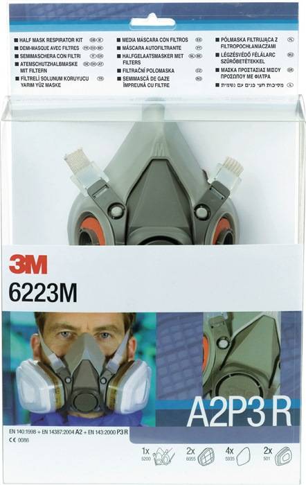 Atemschutzhalbmaskenset 6223 – SET – A2P3R EN 140 m.Filter M 3M-0