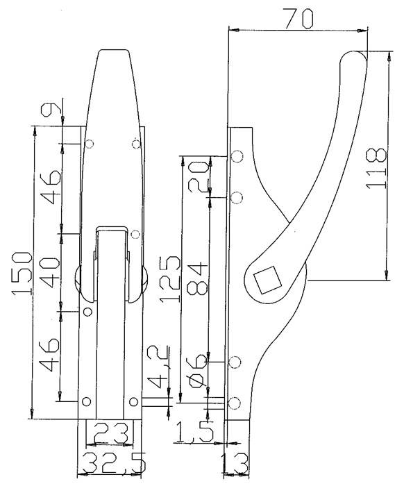 Tortreibriegel PLANO 10mm Schlaufenanzahl 2 STA hell verz.DENI-2