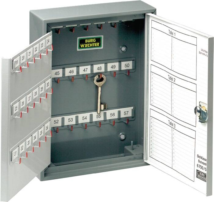 Schlüsselschrank 6700 H380xB285xT105mm2-türig vorg.f.HZ Anz.Hak.108-0
