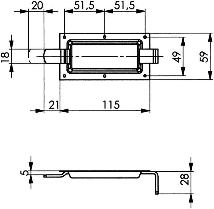 Ladenriegel 416 L.136mm B.59mm STA verz.u.gelb passiviert gepresst AMF-2