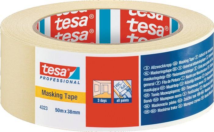 Kreppband 4323 leicht gekreppt hellbeige L.50m B.38mm Rl.TESA-0