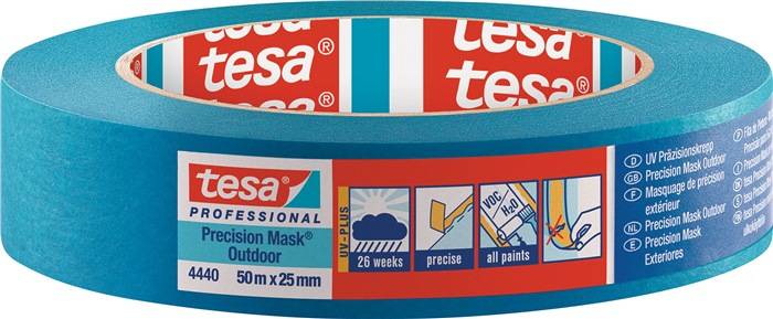 Präzisionskrepp 4440 Außen UV PLUS glatt blau L.50m B.25mm Rl.TESA-0