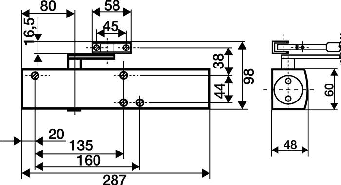 Scherentürschließer TS 4000 silber EN 1-6 o.Gestänge GEZE-2
