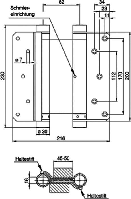 Pendeltürband STA vern.Gr.39 L.175mm 55kg TS 40-45mm DENI-2