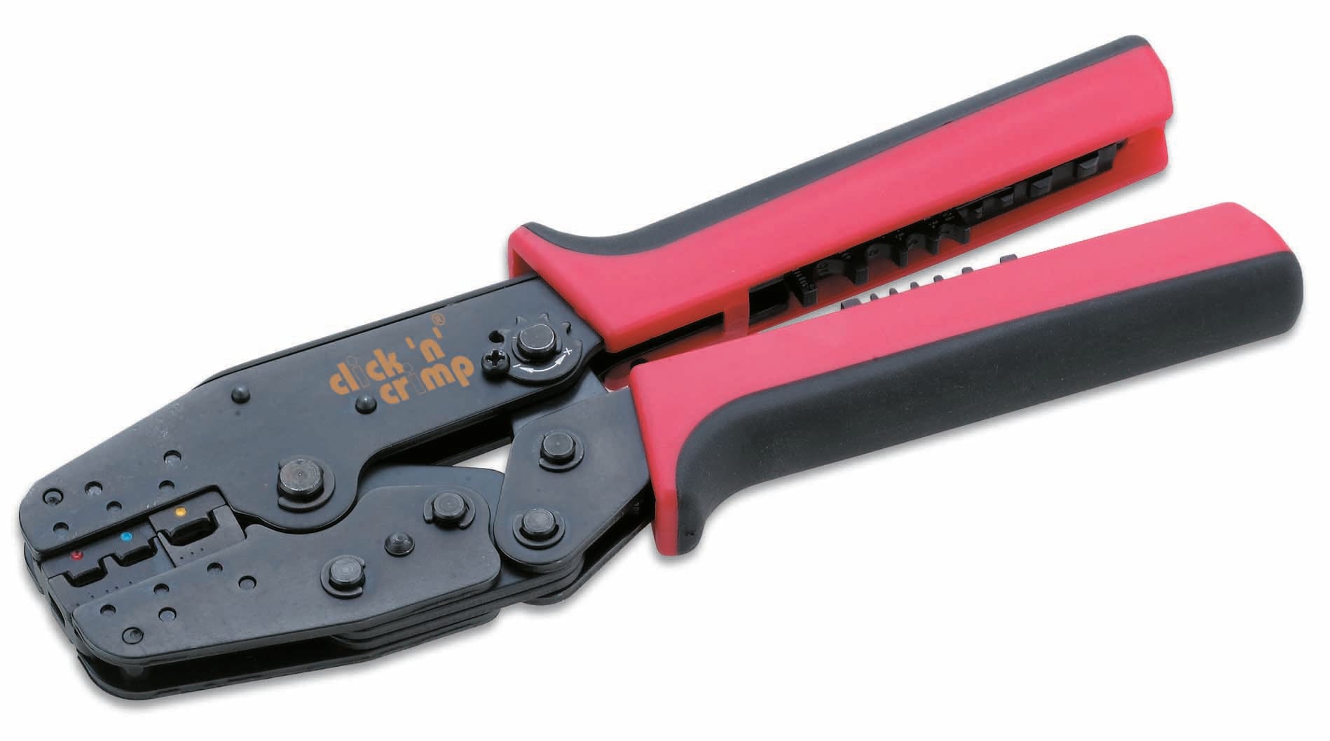Cimco click 'n' crimp 106002 Presszangen-Set 5teilig Isolierte Kabelschuhe, Offene Flachsteckhülsen, Flachstecker
