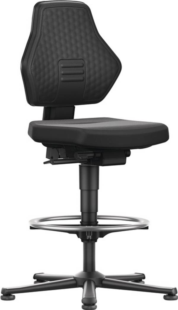 Arbeitsdrehstuhl Air Flow Bodengleiter+Fußring Supertec-Gewebe schwarz