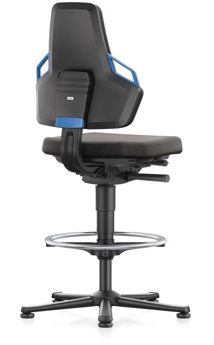 Arbeitsdrehstuhl Nexxit Bodengleiter+Fußring Grifffarbe blau Supertec-Gewebe-4