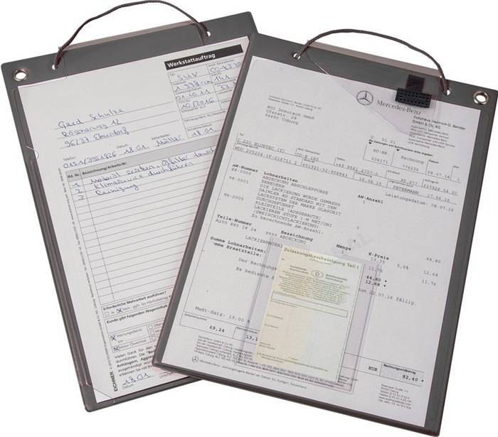Auftragstasche m.Klettverschluss u.2 Fächer DIN A4 anthrazitgrau VE=10 St.