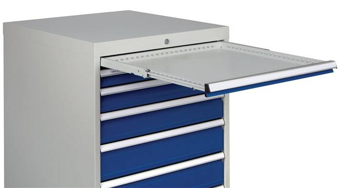 Schubladenschrank H1019xB1005xT736mm lichtgrau/grau 6 Schubl.Voll.Bedrunka-3