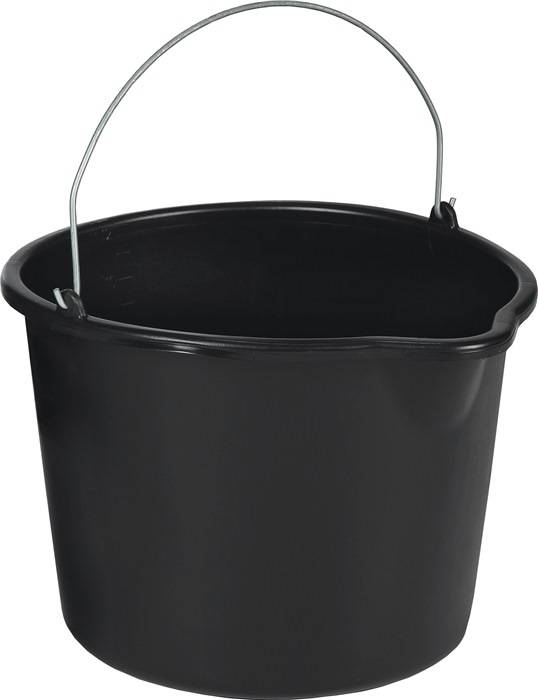 Baueimer 12l m.Tülle schwarz PE-0