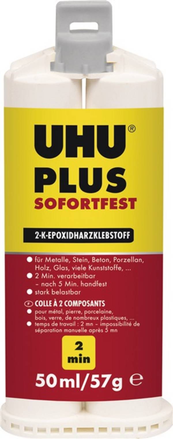 2K-Epoxidharzklebstoff PLUS SOFORTFEST 57g farblos Doppelkart.UHU