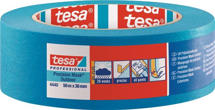 Präzisionskrepp 4440 Außen UV PLUS glatt blau L.50m B.38mm Rl.TESA-0