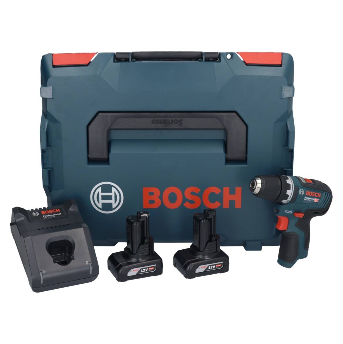 Bosch GSR 12V-35 Professional Akku Bohrschrauber 12 V 35 Nm Brushless + 2x Akku 6,0 Ah + Ladegerät + L-Boxx-1
